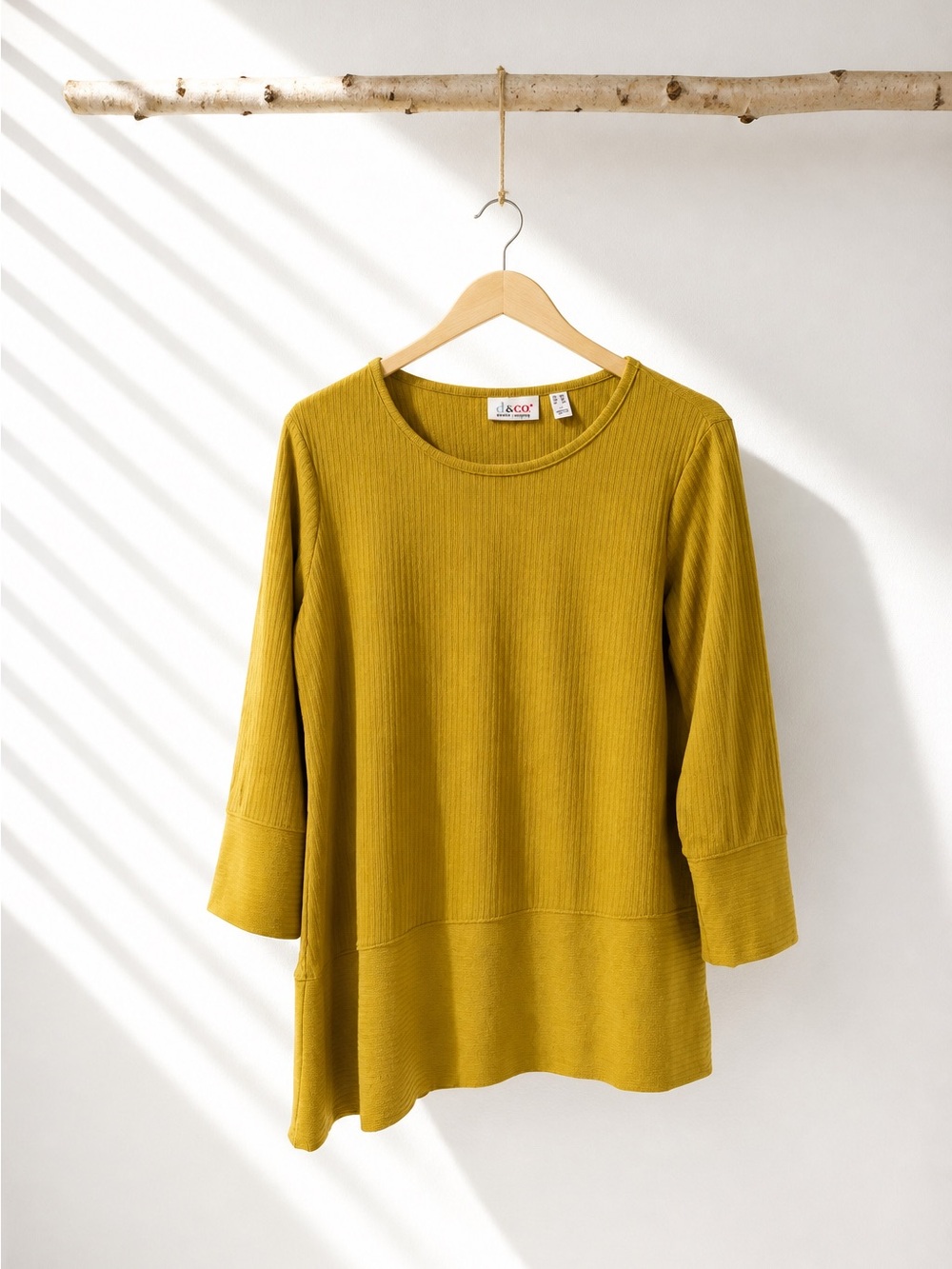 CO Women's Mustard Ribbed Long-Sleeve Tunic